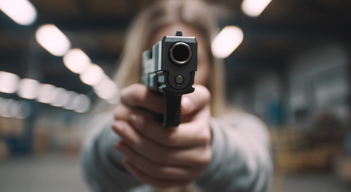 women with a gun in her hands